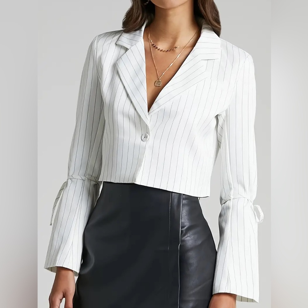NEW Showpo White Striped Blazer - Size M